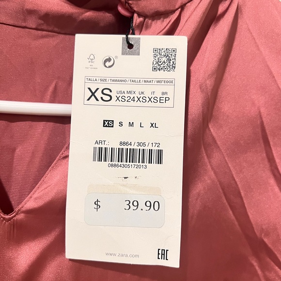 NWT ZARA RUCHED SATIN EFFECT SHIRT SIZE XS 8864/305/172 - Picture 9 of 9